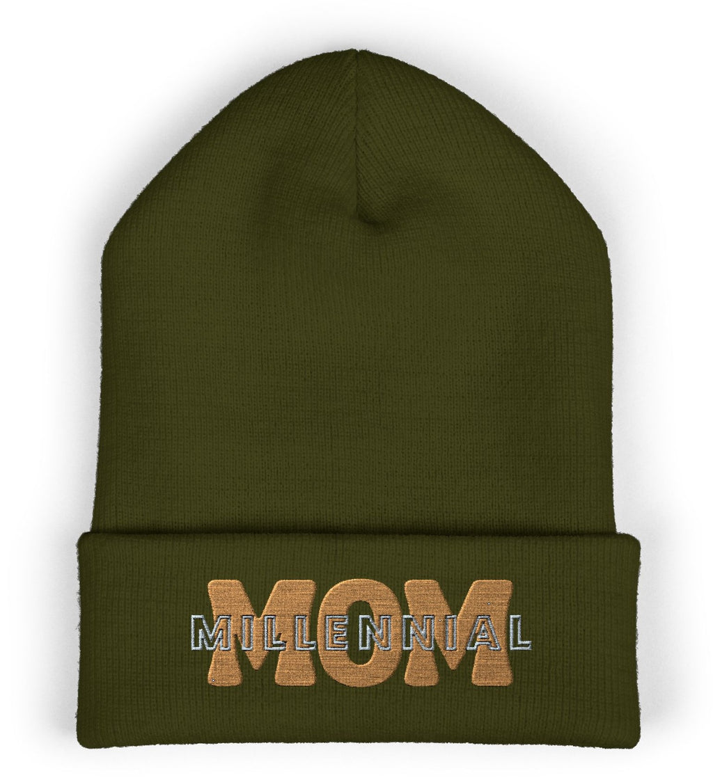 MILLENNIAL MOM  Embroidered Beanie