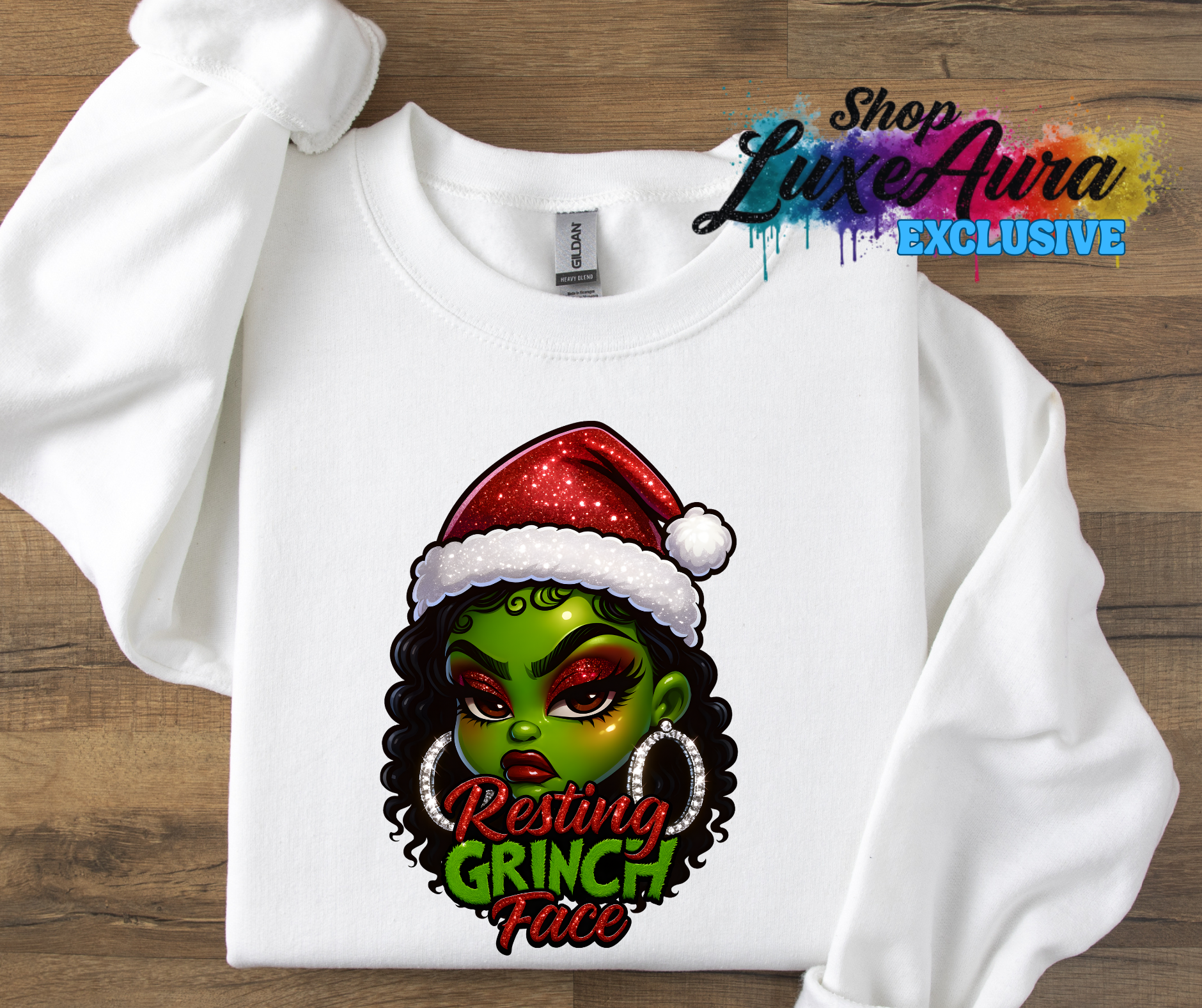Resting GRINCH face sweatshirt *WHITE*